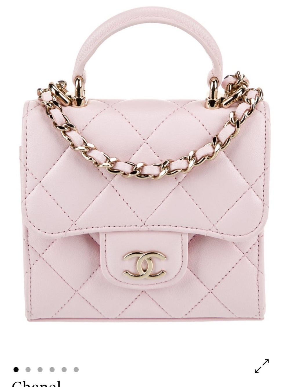 Chanel Pink Quilted Mini Top-Handle Crossbody Bag